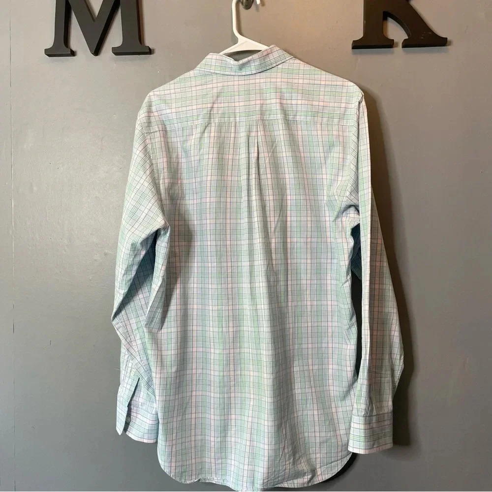 Vineyard Vines Men's Slim Fit Whale Shirt Blue/Green Check Long Sleeve medium - Picture 7 of 7